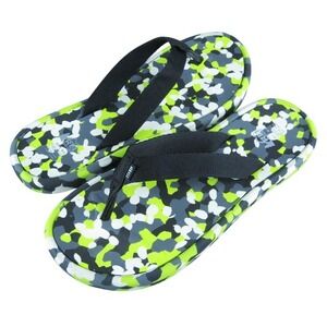 REI Co-op Recycled Mens‎ Size 7 Wide Strap Neon Pride Camo Flip Flops Sandals